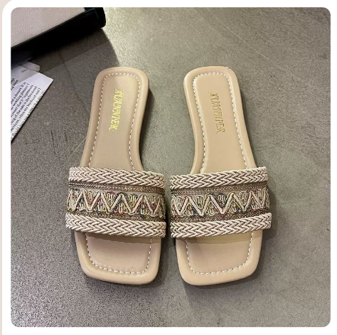 Flat slippers (apricot/size 35-43) (contact customer service to confirm the shipping size after placing an order)