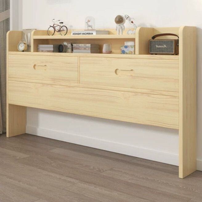 New solid wood living room solid wood bedside frame backrest bed board bedside table [partition storage model] 120x103 high x 19.5cm thick
