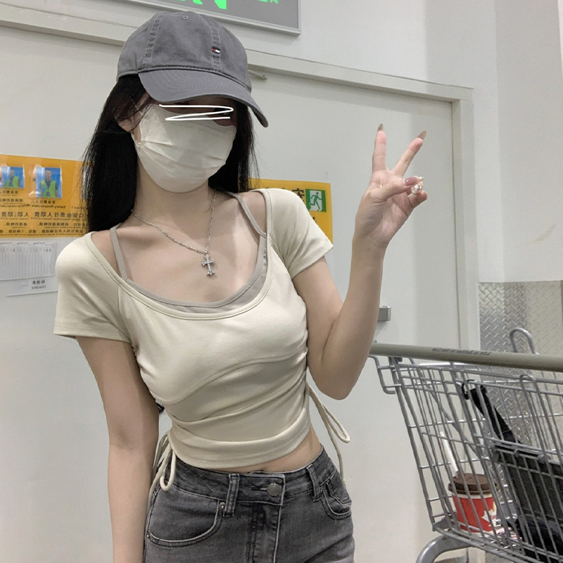 Hot selling short-sleeved T-shirt (Apricot size S-L) (please contact customer service to confirm the delivery size after placing the order)