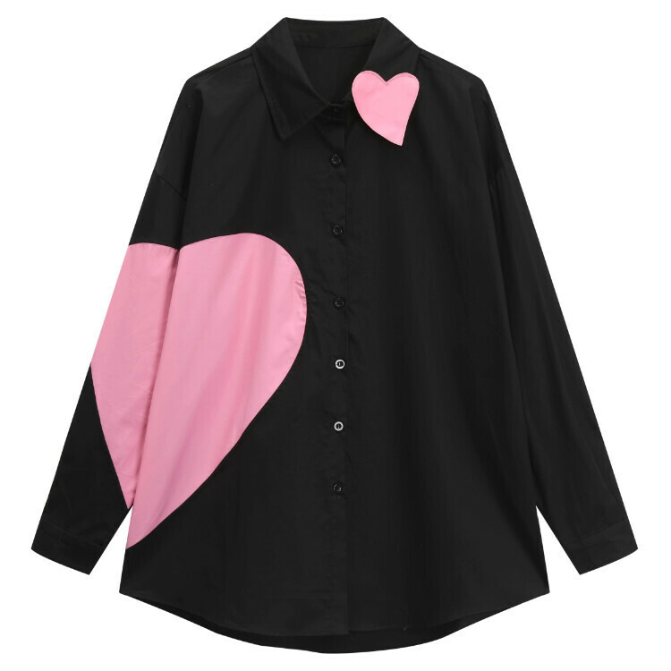 Hot selling long-sleeved love shirt (black) (S-L size) (contact customer service after placing the order to confirm the delivery size)