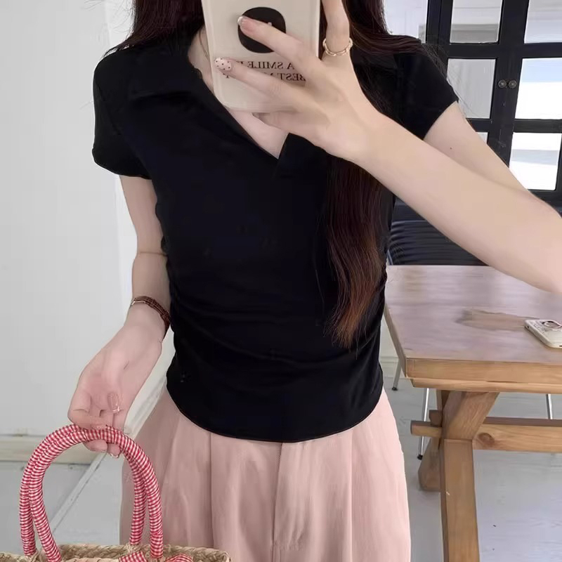 Hot selling polo short-sleeved T-shirt (black size S-XXL) (please contact customer service to confirm the delivery size after placing the order)
