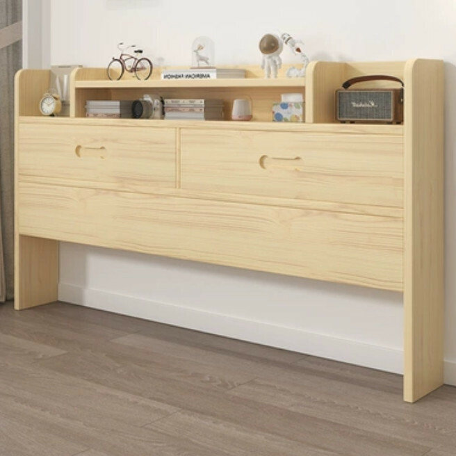 New solid wood living room solid wood bedside frame backrest bed board bedside table [partition storage model] 180x103 high x 19.5cm thick