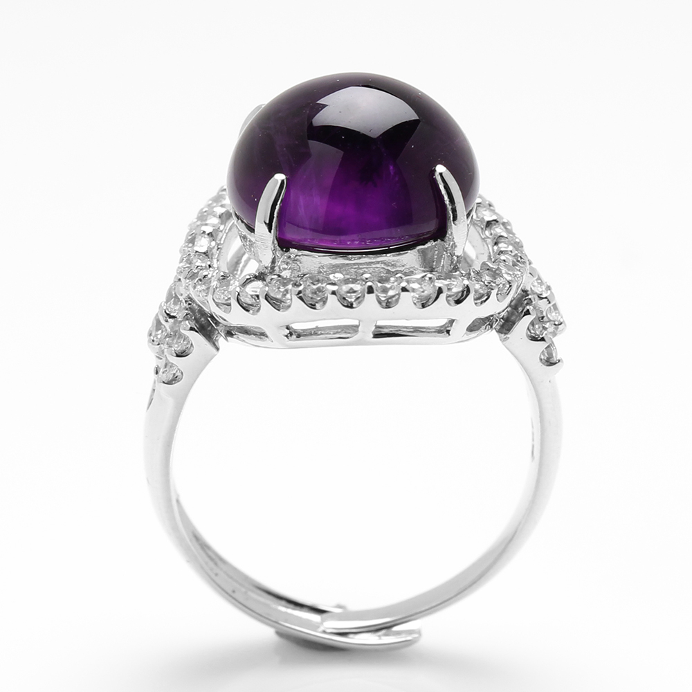 【雅紅珠寶】天然紫水晶戒指-12*12mm-活圍設計-925銀飾-R0433