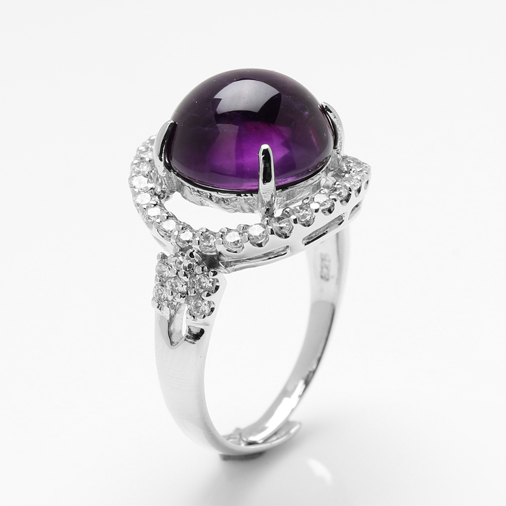 【雅紅珠寶】天然紫水晶戒指-12*12mm-活圍設計-925銀飾-R0433