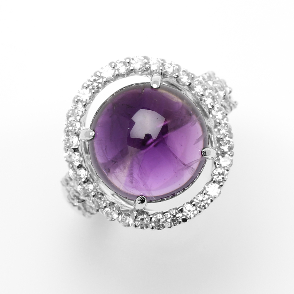 【雅紅珠寶】天然紫水晶戒指-12*12mm-活圍設計-925銀飾-R0433