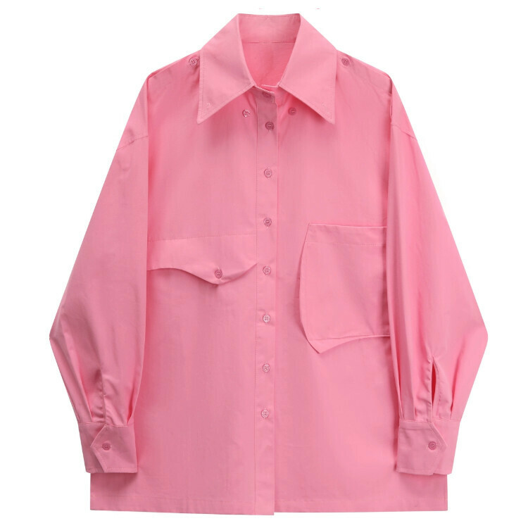 Hot Selling Oversized Irregular Shirt (Pink) (Size S-L) (Contact customer service after placing order to confirm delivery size)