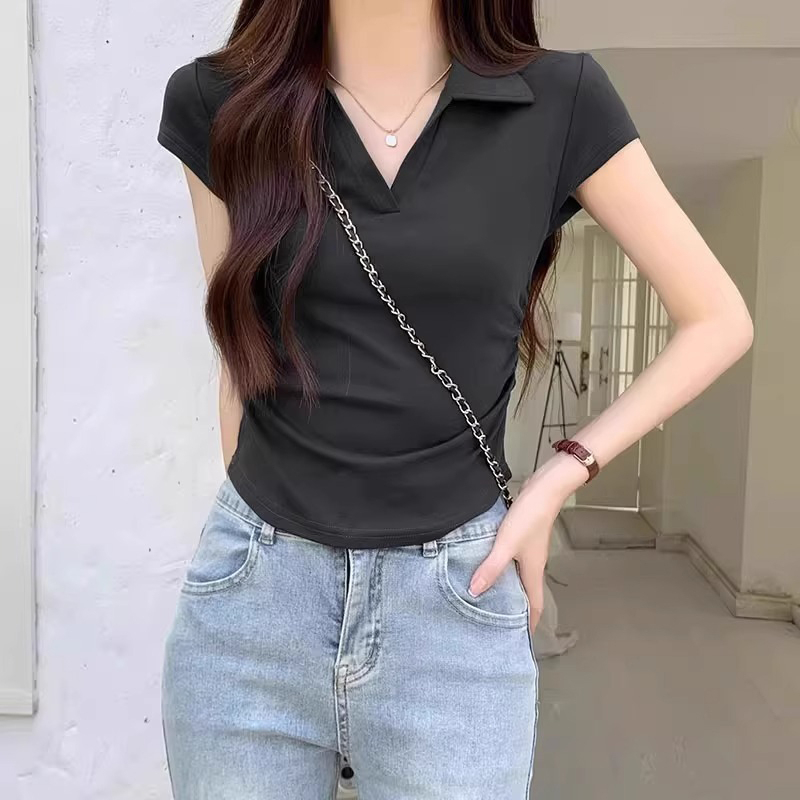 Hot selling polo short-sleeved T-shirt (dark gray S size-XXL size) (please contact customer service to confirm the delivery size after placing the order)