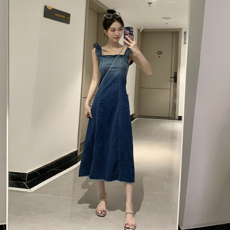 Hot selling denim short sleeve dress (green size S-XXL) (please contact customer service to confirm the delivery size after placing the order)