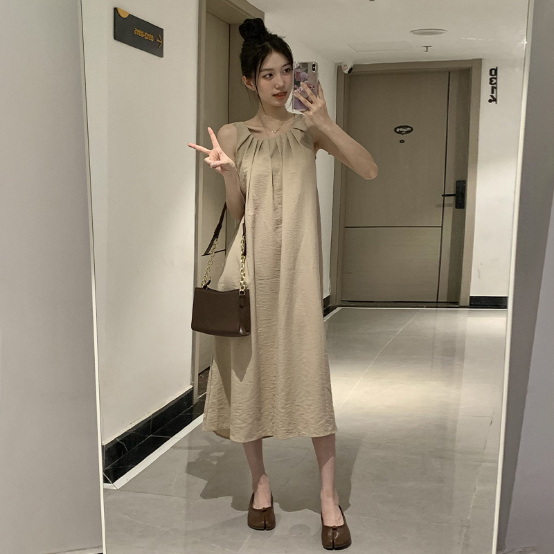 Hot selling sleeveless vest dress (khaki size S-XXXL) (please contact customer service to confirm the delivery size after placing the order)