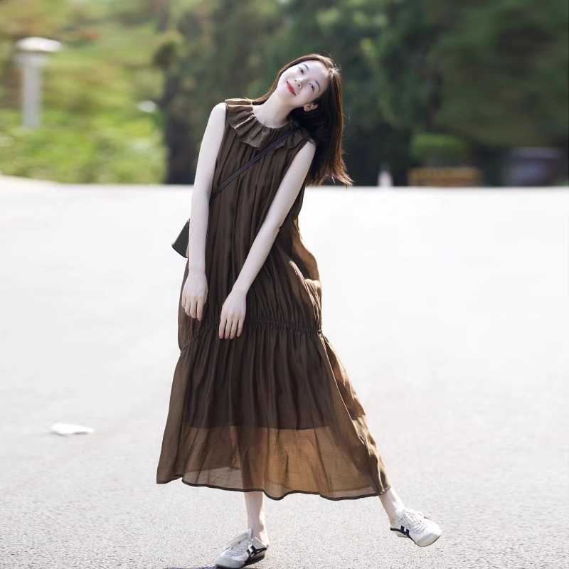 Hot selling sleeveless halterneck dress (coffee size S-XXL) (please contact customer service to confirm the delivery size after placing the order)