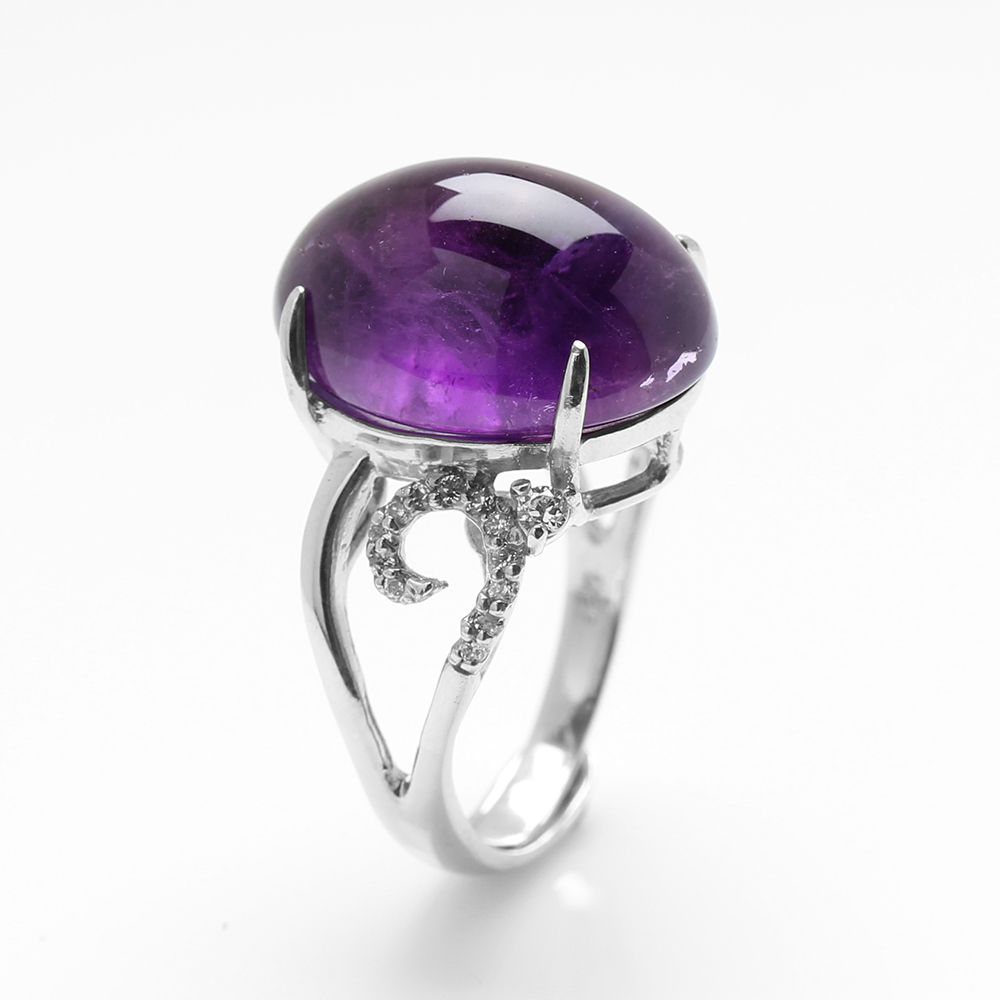 【雅紅珠寶】天然紫水晶戒指13*18mm-活圍設計-925銀飾-R0432