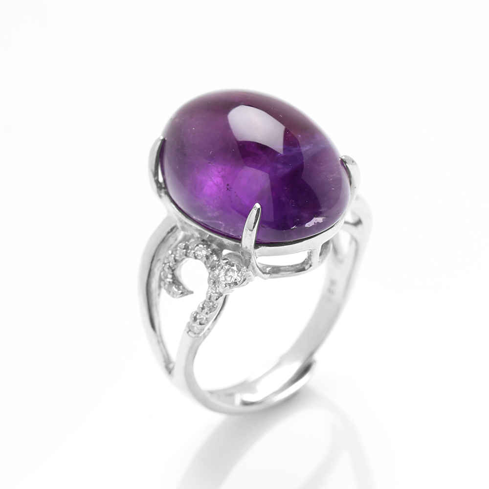 【雅紅珠寶】天然紫水晶戒指13*18mm-活圍設計-925銀飾-R0432