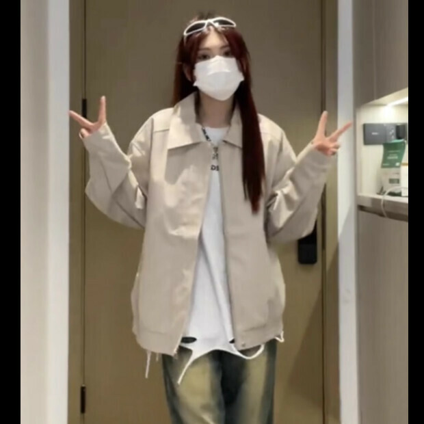 熱賣pu皮夾克潮【杏色】尺碼【S碼—XL碼】【下單後請聯絡客服確認發貨尺碼】