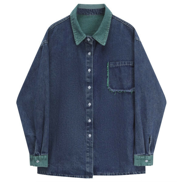 Hot selling loose denim shirt (picture color) (S-XL size) (contact customer service after placing the order to confirm the delivery size)