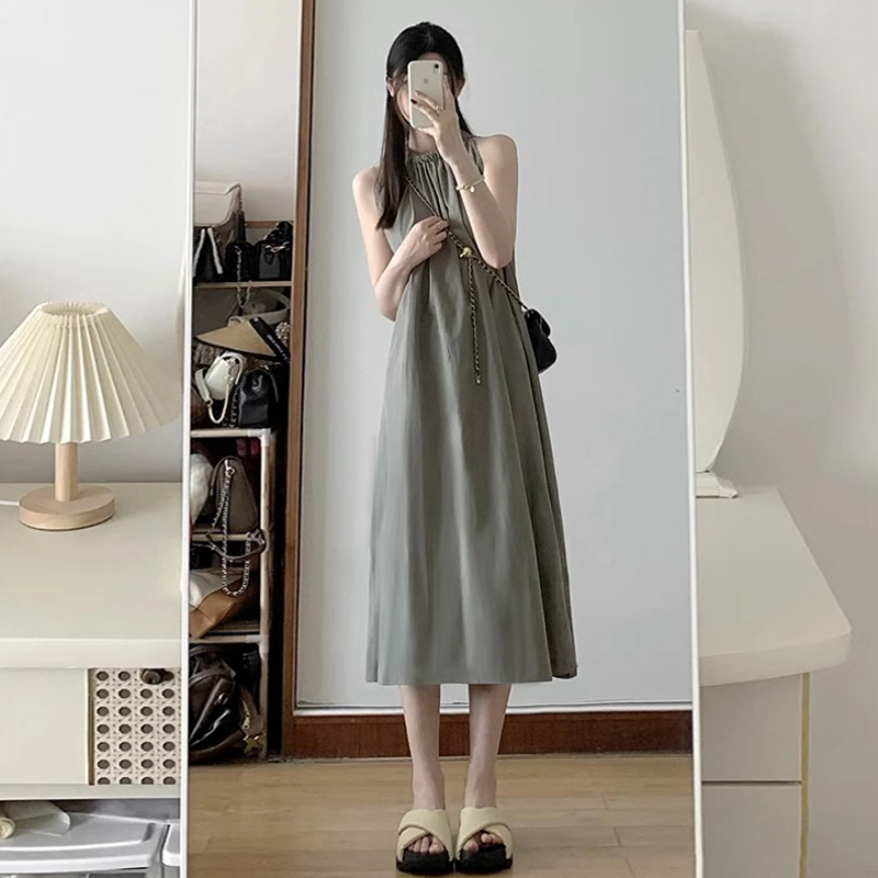 Hot selling sleeveless suspender dress (gray S size-XXL size) (please contact customer service to confirm the delivery size after placing the order)