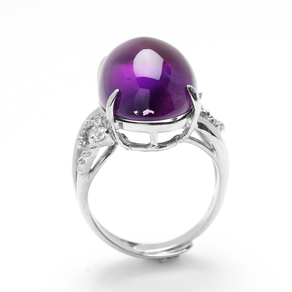 【雅紅珠寶】天然紫水晶戒指13*18mm-活圍設計-925銀飾-R0432