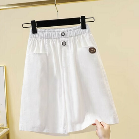 Hot selling stretch thin wide-leg shorts [white] [XL-5XL size] (please contact customer service to confirm the delivery size after placing the order)