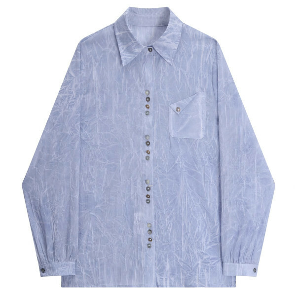Hot selling pleated textured shirt (picture color) (S-L size) (contact customer service after placing the order to confirm the delivery size)