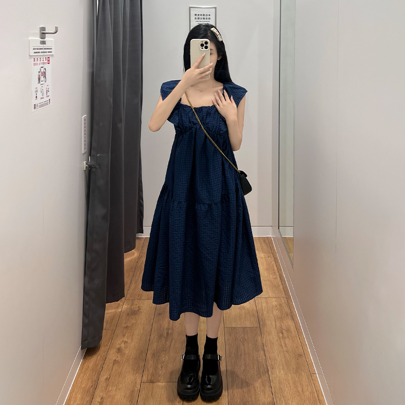 Hot seller collar dress (blue size S-XXL) (please contact customer service to confirm the delivery size after placing the order)
