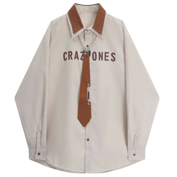 Hot selling tie long-sleeved shirt (picture color) (M-XL size) (contact customer service after placing the order to confirm the delivery size)