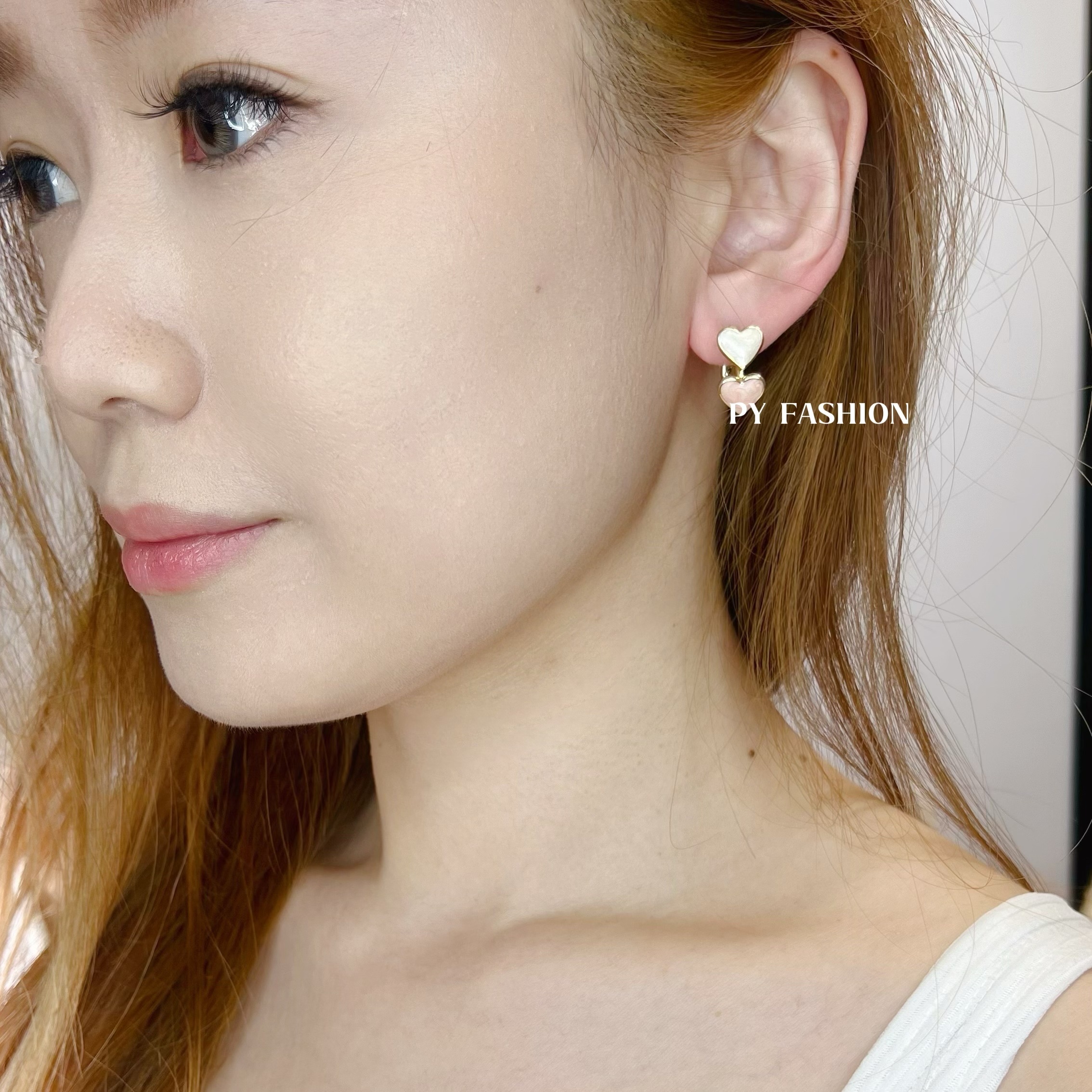 PYA0506 DOUBLE HEART C EAR RING