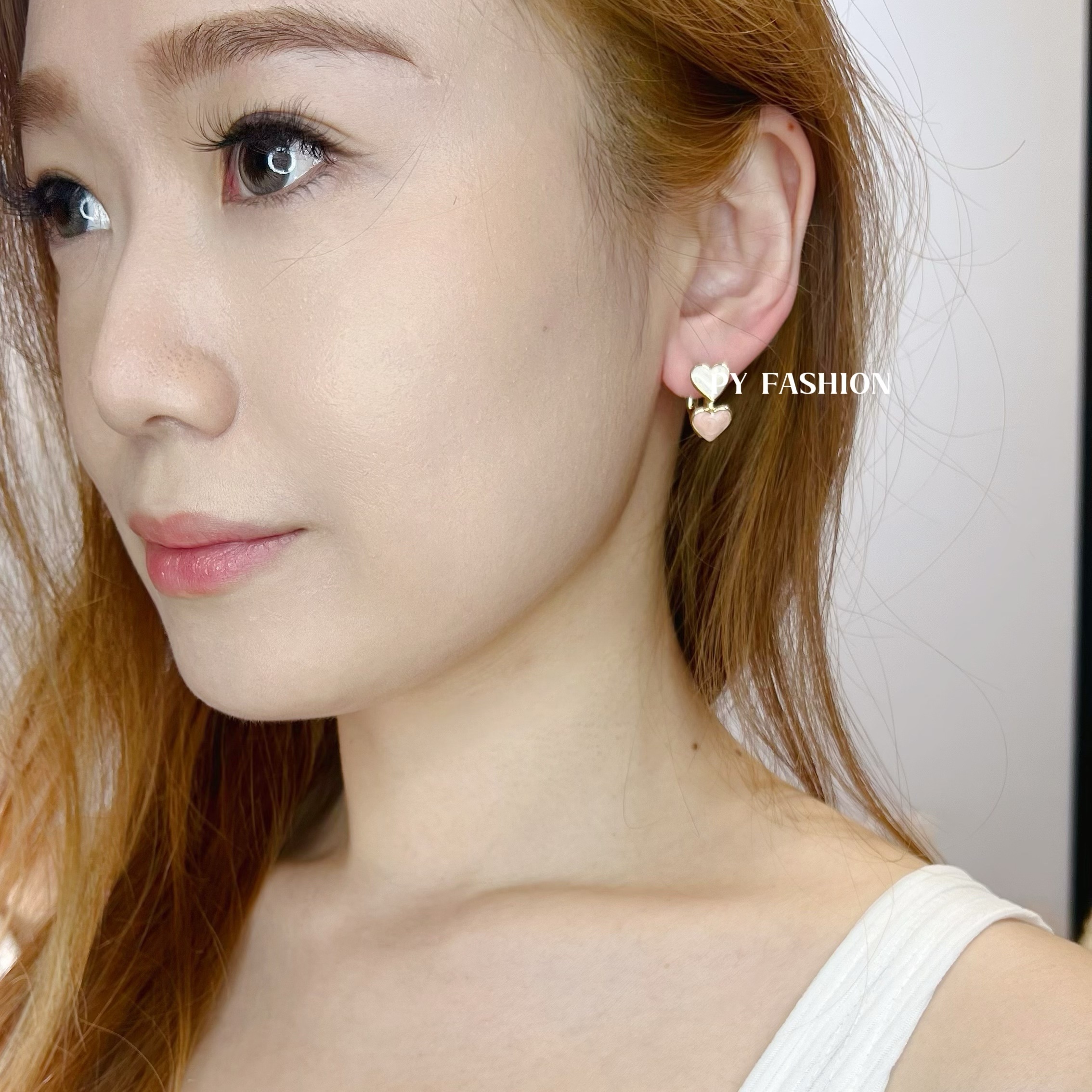 PYA0506 DOUBLE HEART C EAR RING