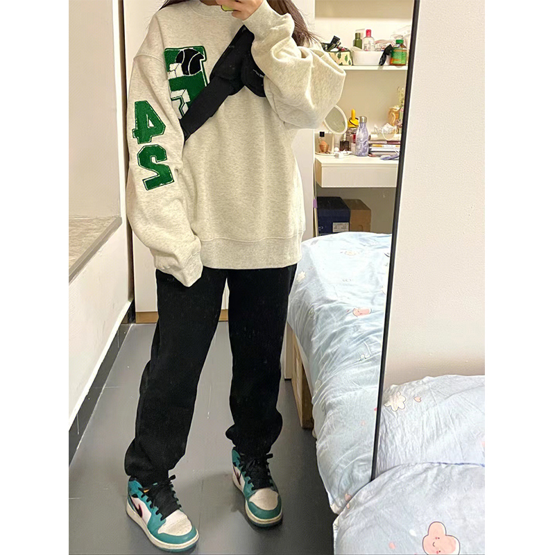 熱賣圓領套頭長袖衛衣（白灰色 S碼-XXL碼）（下單後請聯絡客服確認發貨尺碼）