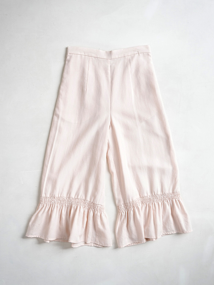 細絲花邊寬褲-百合