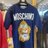 [S] MOSCHINO BIG TEDDY BEAR IN THE MIRROR T-SHIRT,BLUE, 222DV071054417287 (SM806)