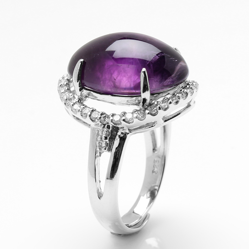 【雅紅珠寶】天然紫水晶戒指13*18mm-活圍設計-925銀飾-R0434