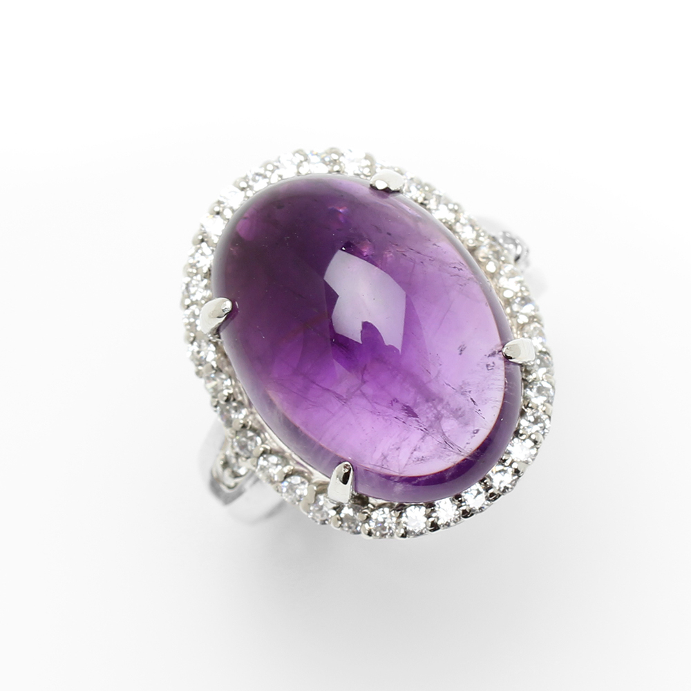 【雅紅珠寶】天然紫水晶戒指13*18mm-活圍設計-925銀飾-R0434