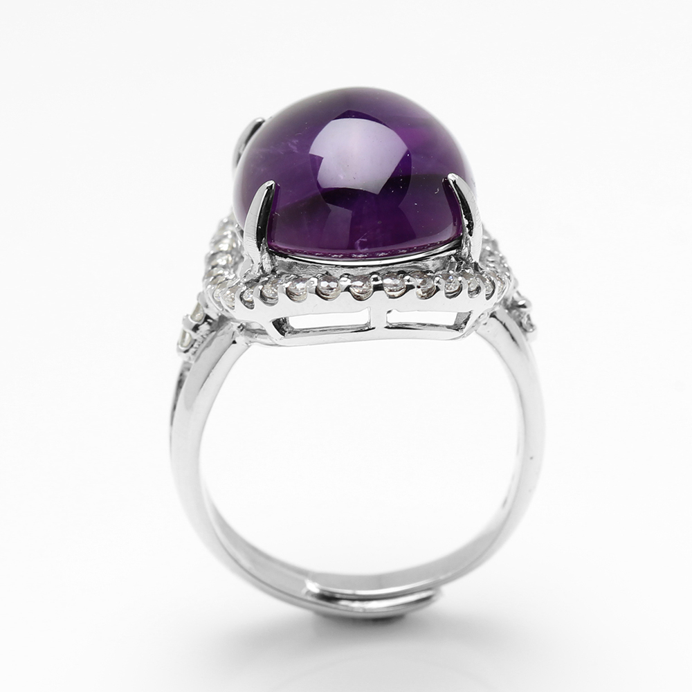 【雅紅珠寶】天然紫水晶戒指13*18mm-活圍設計-925銀飾-R0434