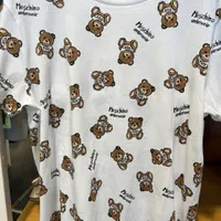 [S] MOSCHINO ALLOVER TEDDY BEAR UNDERWEAR PRINT T-SHIRT,WHITE, 231V6A070444171001 (SM816)
