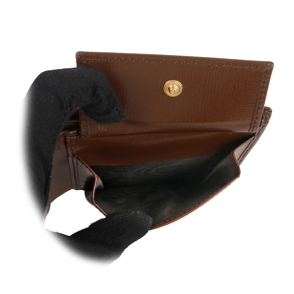 【GUCCI】Interlocking G Logo 對開零錢袋短夾(棕色) 673000 92TCG 8563