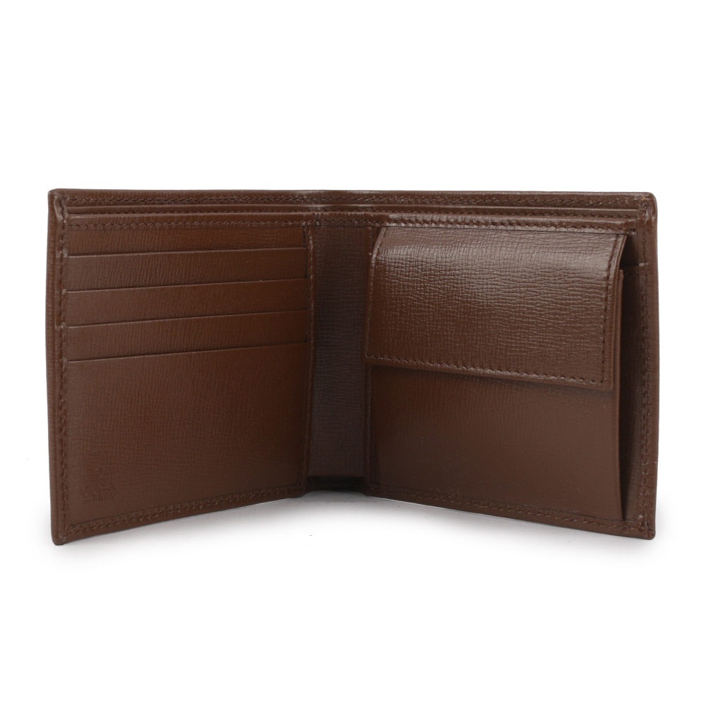 【GUCCI】Interlocking G Logo 對開零錢袋短夾(棕色) 673000 92TCG 8563