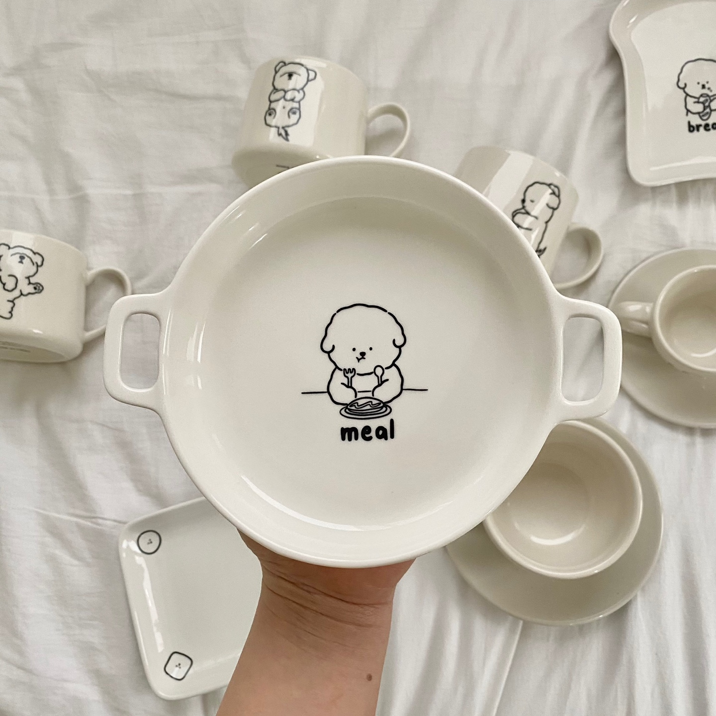 Tteokguknuna 比熊造型瓷盤