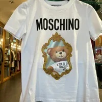 [S] MOSCHINO BIG TEDDY BEAR IN THE MIRROR PRINT T-SHIRT,WHITE, 222DV071154417001 (SM805)