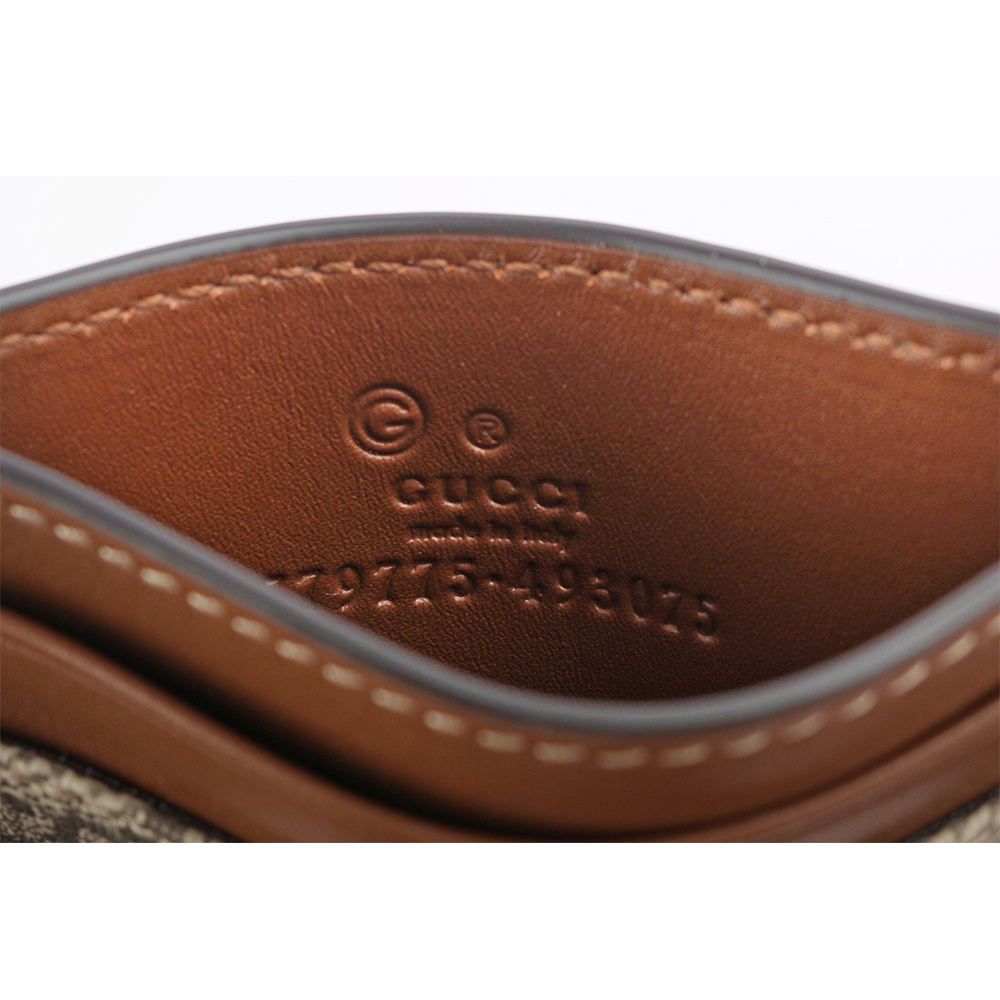 【GUCCI】GG Supreme塗層帆布及皮革4卡名片夾/卡片夾(棕色) 779775 KHNKG 8534