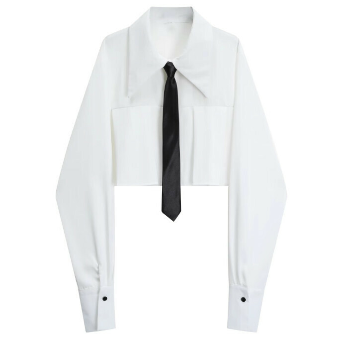 Hot selling short white shirt (white) (size S-L) (contact customer service after placing order to confirm delivery size)