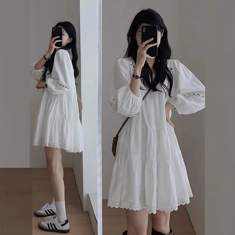 熱賣長袖連衣裙（白色 S碼-XXL碼）（下單後請聯絡客服確認發貨尺碼）