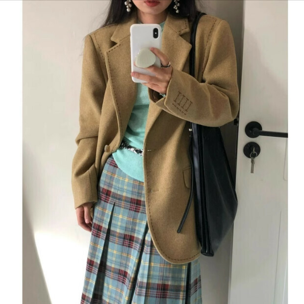 Hot Selling Blazer [Khaki] Sizes [S-XL] [Please contact customer service to confirm the delivery size after placing the order]