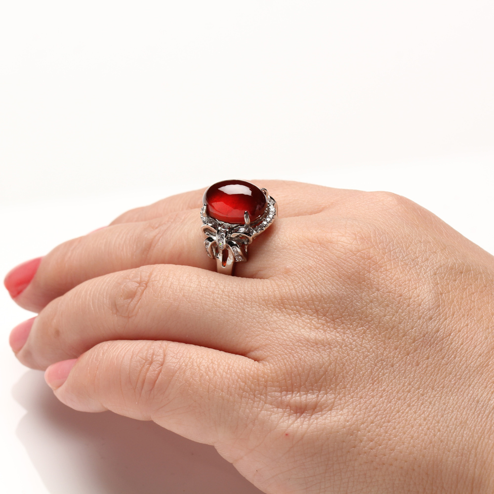 【雅紅珠寶】天然石榴石戒指-10*14mm-活圍設計-R0444