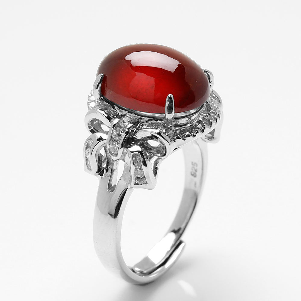 【雅紅珠寶】天然石榴石戒指-10*14mm-活圍設計-R0444