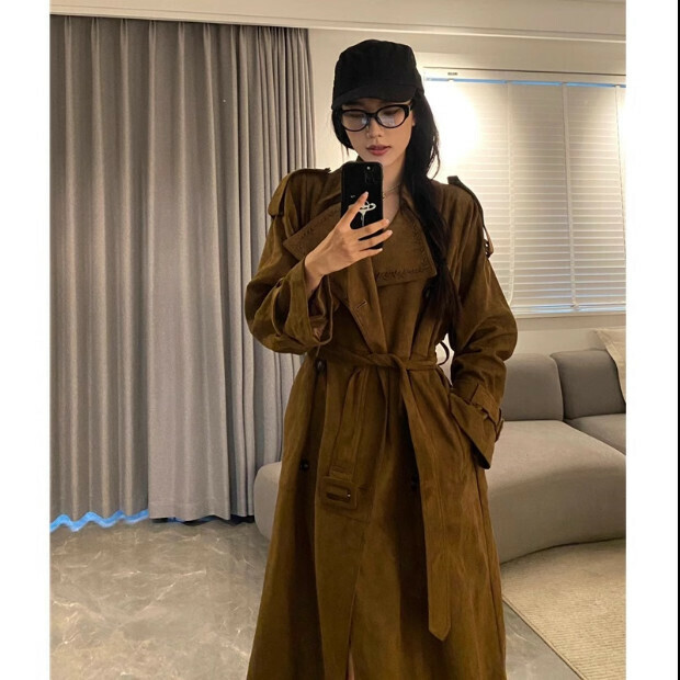 熱賣過膝大衣外套【咖啡色】尺碼【S碼—XL碼】【下單後請聯絡客服確認發貨尺碼】