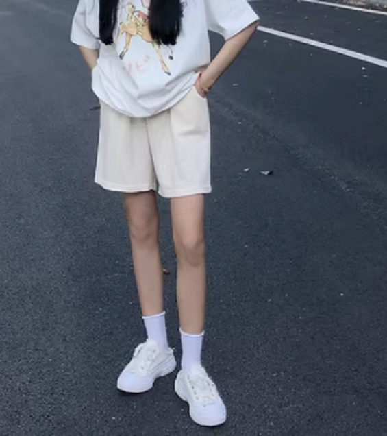 Straight Casual Shorts Women's (Apricot) (Size: S-XL) (Contact customer service to confirm the shipping size after placing the order)
