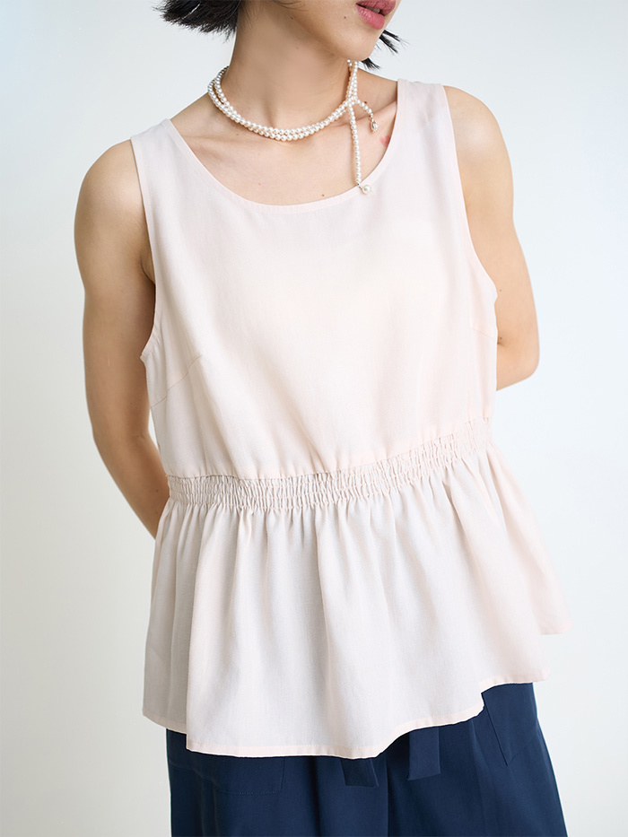 細絲花邊無袖上衣-百合