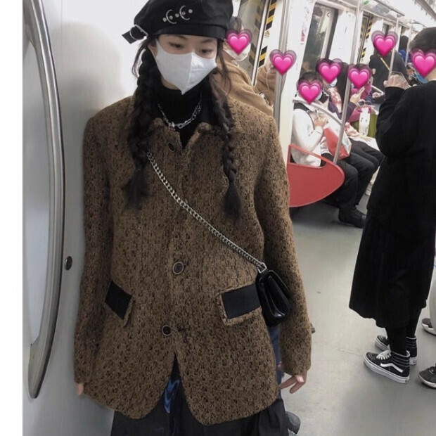 Hot selling small fragrant style jacket [brown] size [S size - XL size] [please contact customer service to confirm the delivery size after placing the order]
