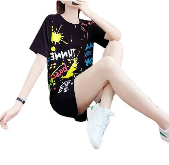 Fashionable casual shorts set [black] (size: M-2XL) (contact customer service to confirm the shipping size after placing an order)