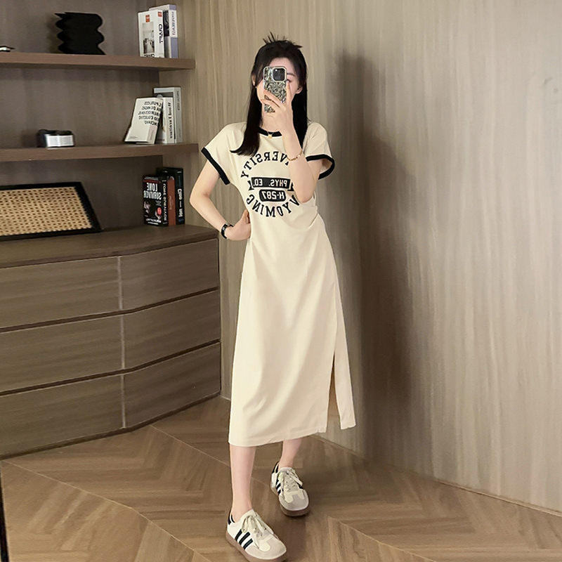 Hot selling printed dress (Apricot size S-XXL) (please contact customer service to confirm the delivery size after placing the order)