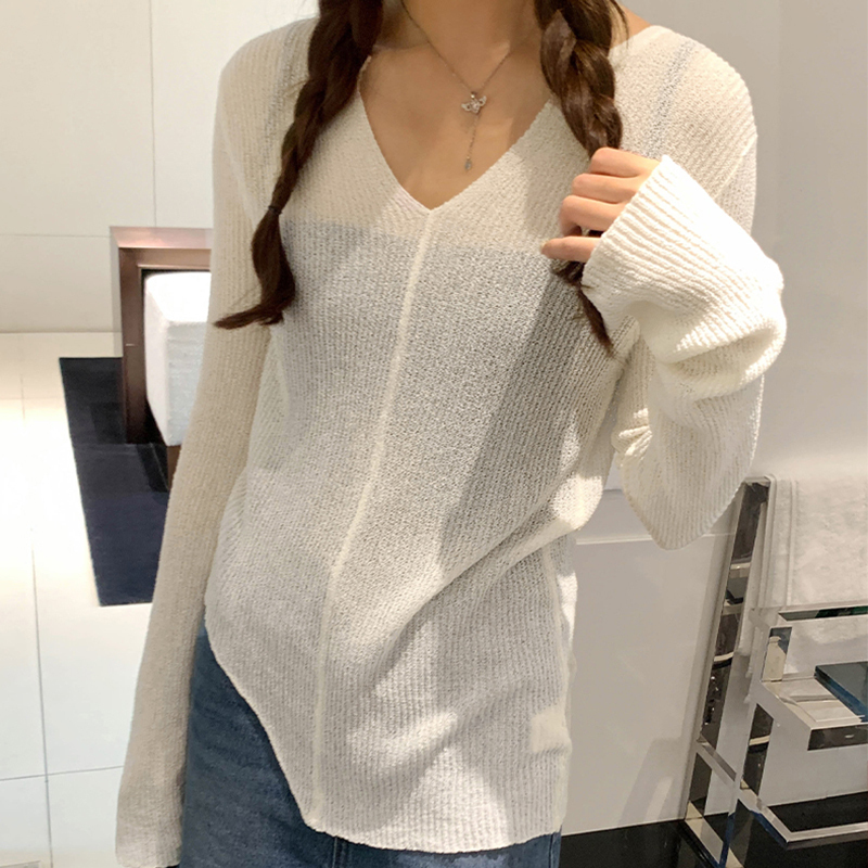 Hot selling slim fit knitted blouse (white size S-L) (please contact customer service to confirm the delivery size after placing the order)